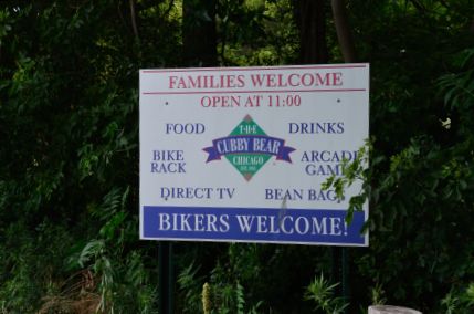 Cubby Bear ~ Bikers Welcome sign!