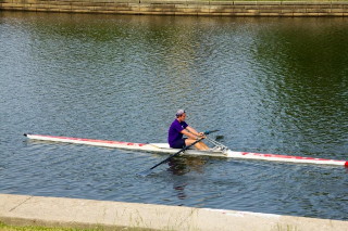 Boater along side the Bike the Drive route.